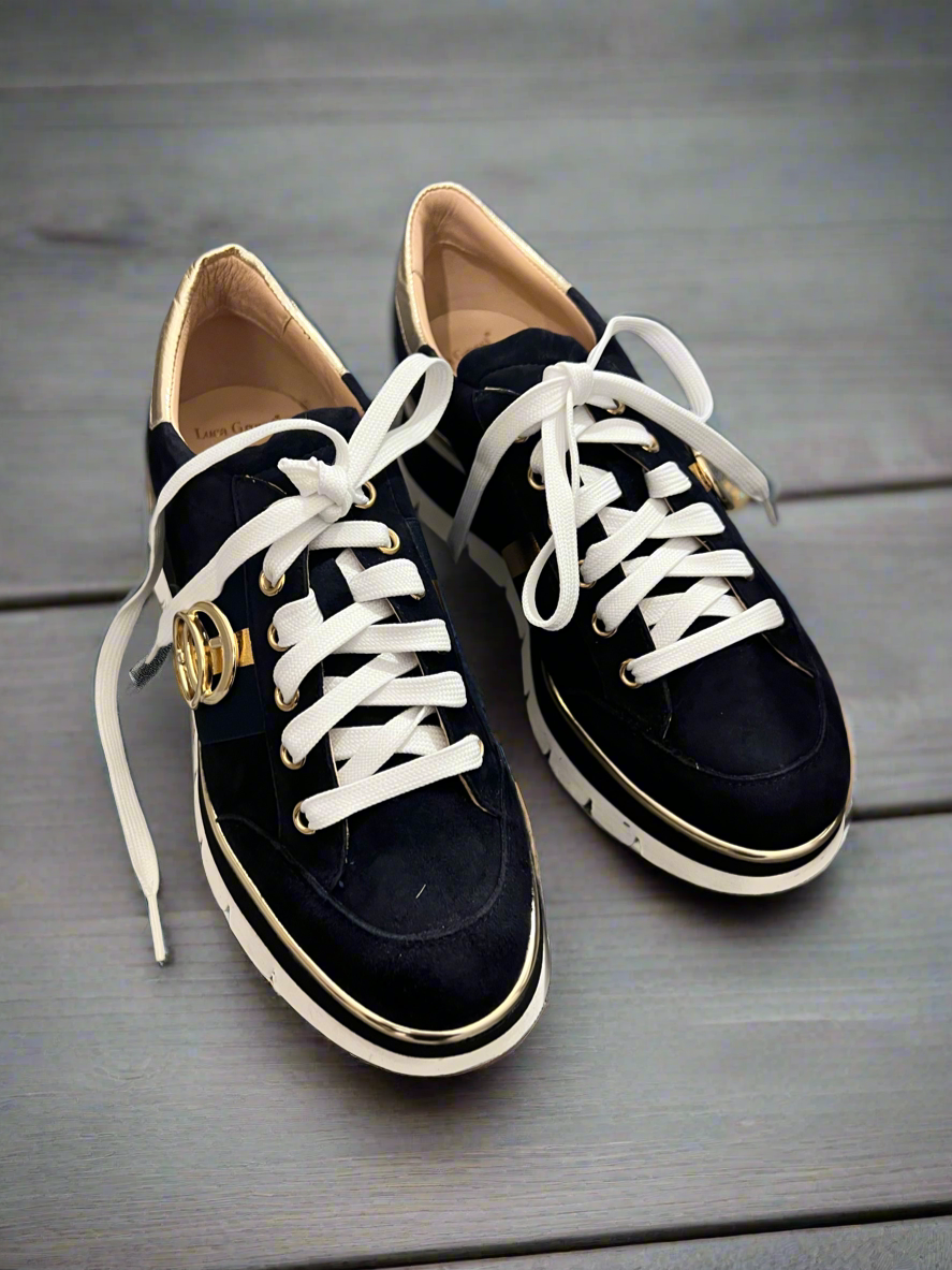 Luca Grossi Lace Up Navy Blue Suede H778M