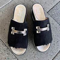 Luca Grossi Slide Suede Nero L241S