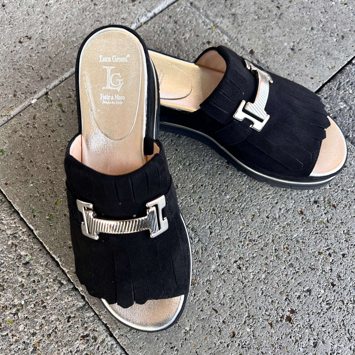 Luca Grossi Slide Suede Nero L241S