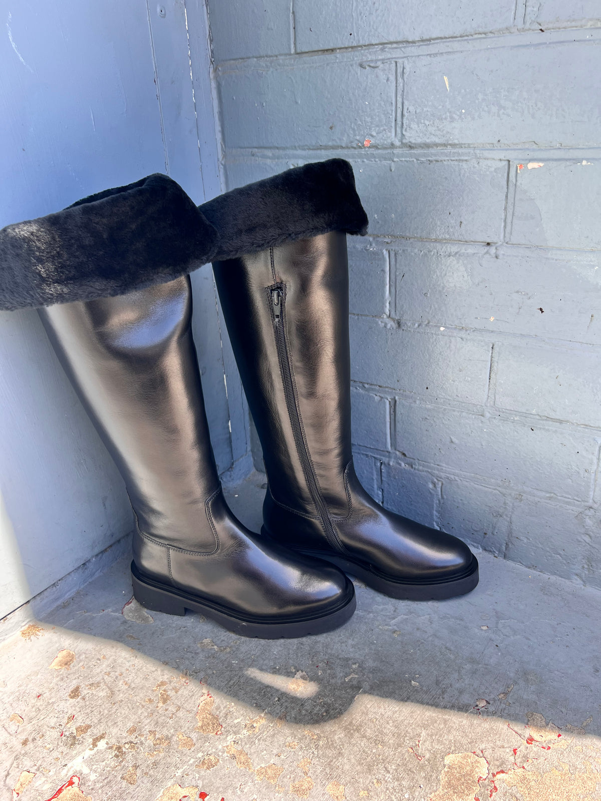 Luca Grossi Boots Black Long Fur Lined 9830