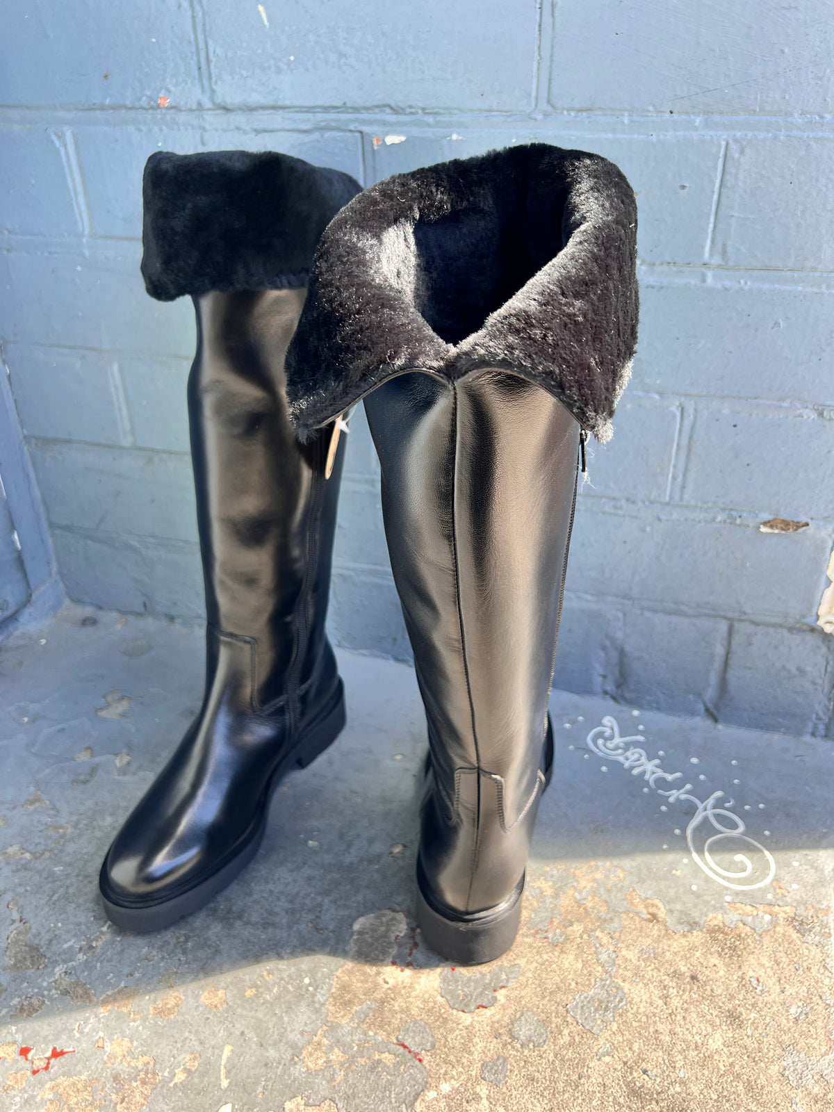 Luca Grossi Boots Black Long Fur Lined 9830