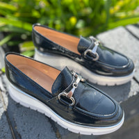 Luca Grossi Loafer Wedge Patent Navy Blue G873M