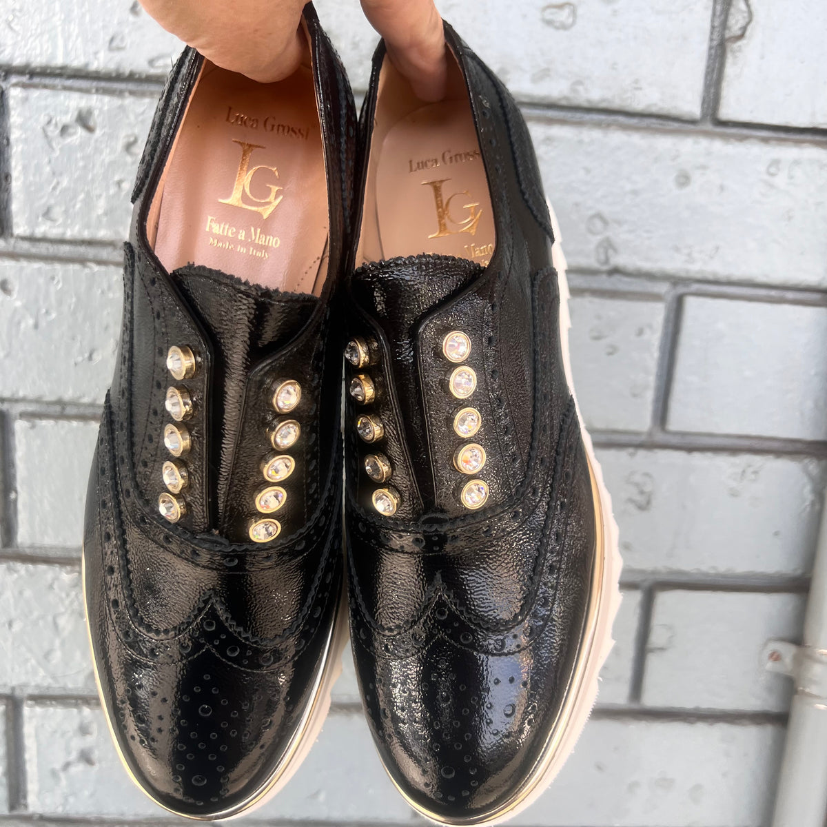 Luca Grossi Slip On Patent Nero F623M