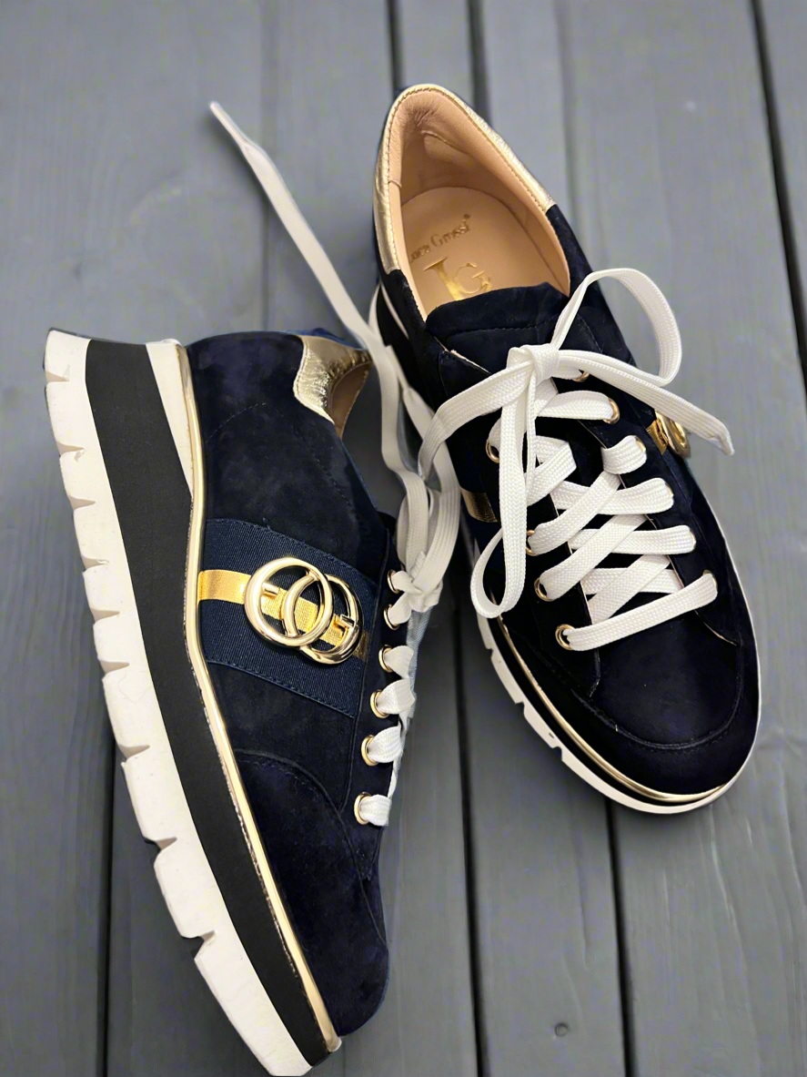 Luca Grossi Lace Up Navy Blue Suede H778M