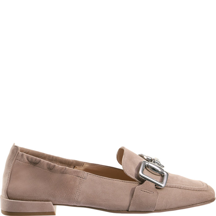 Hogl Taupe Suede Loafer With Silver Metal 7-101732