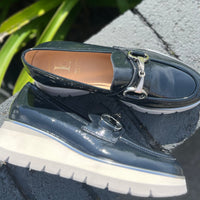 Luca Grossi Loafer Wedge Patent Navy Blue G873M