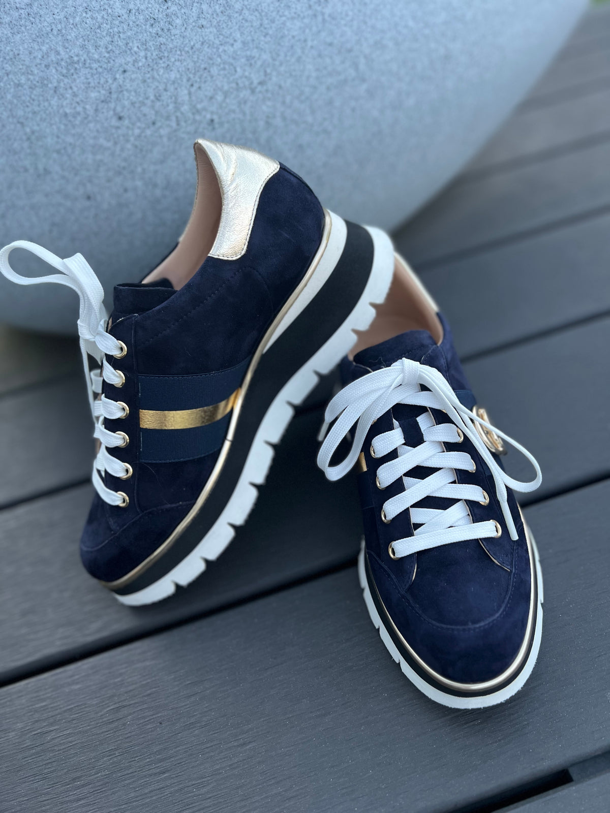 Luca Grossi Lace Up Navy Blue Suede H778M