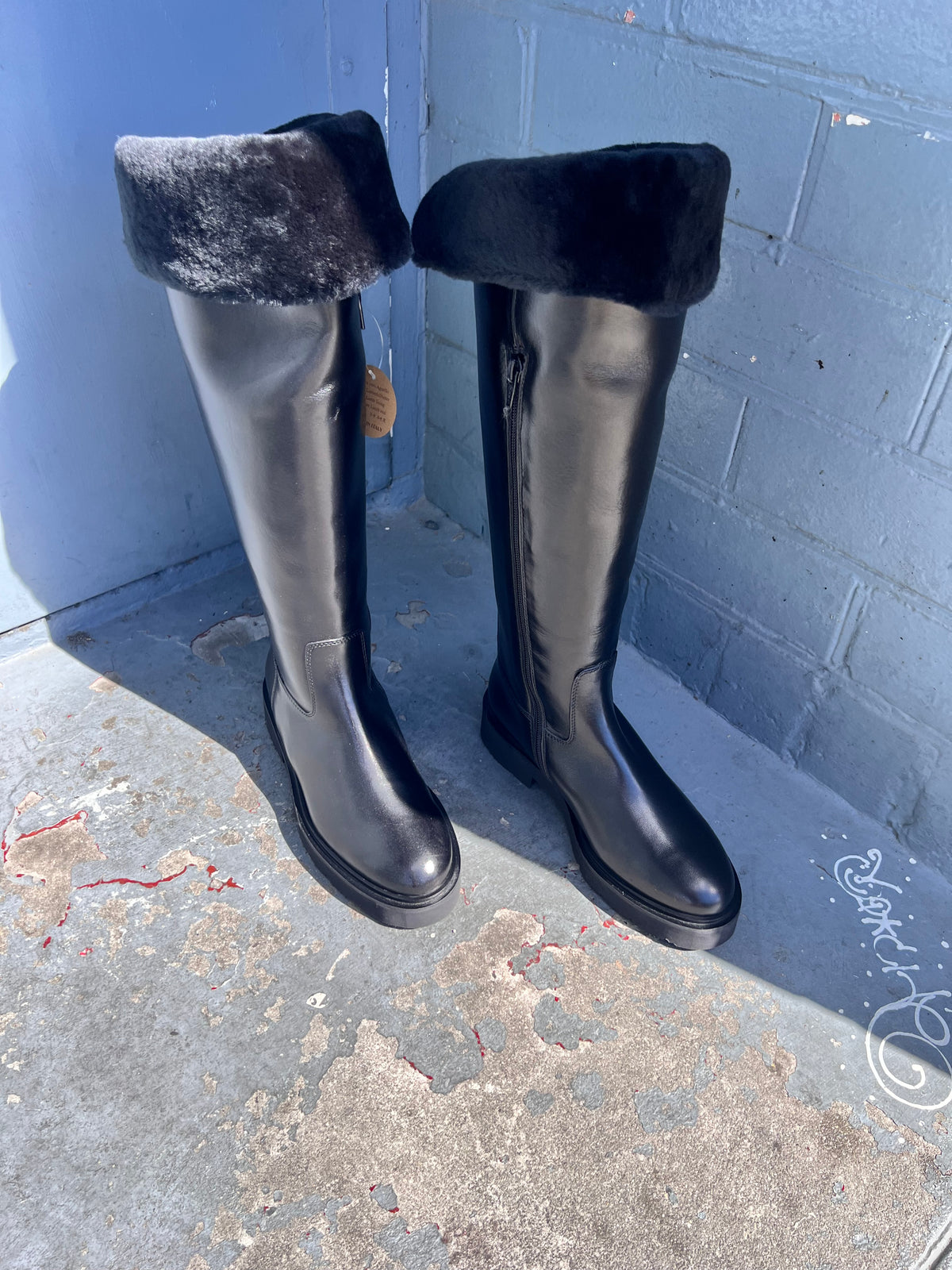 Luca Grossi Boots Black Long Fur Lined 9830