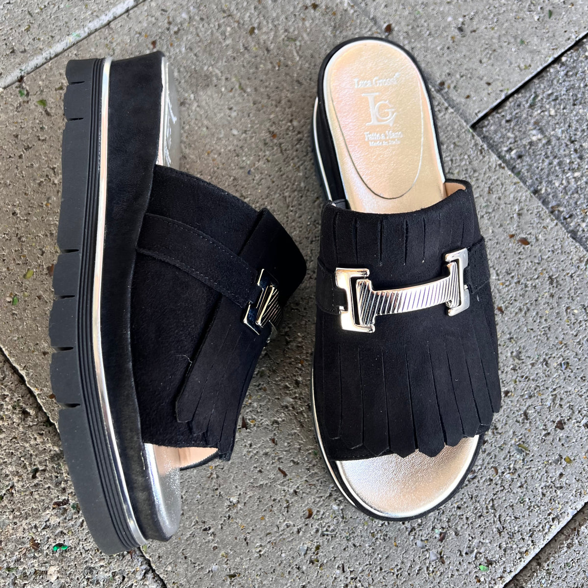 Luca Grossi Slide Suede Nero L241S