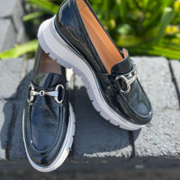 Luca Grossi Loafer Wedge Patent Navy Blue G873M