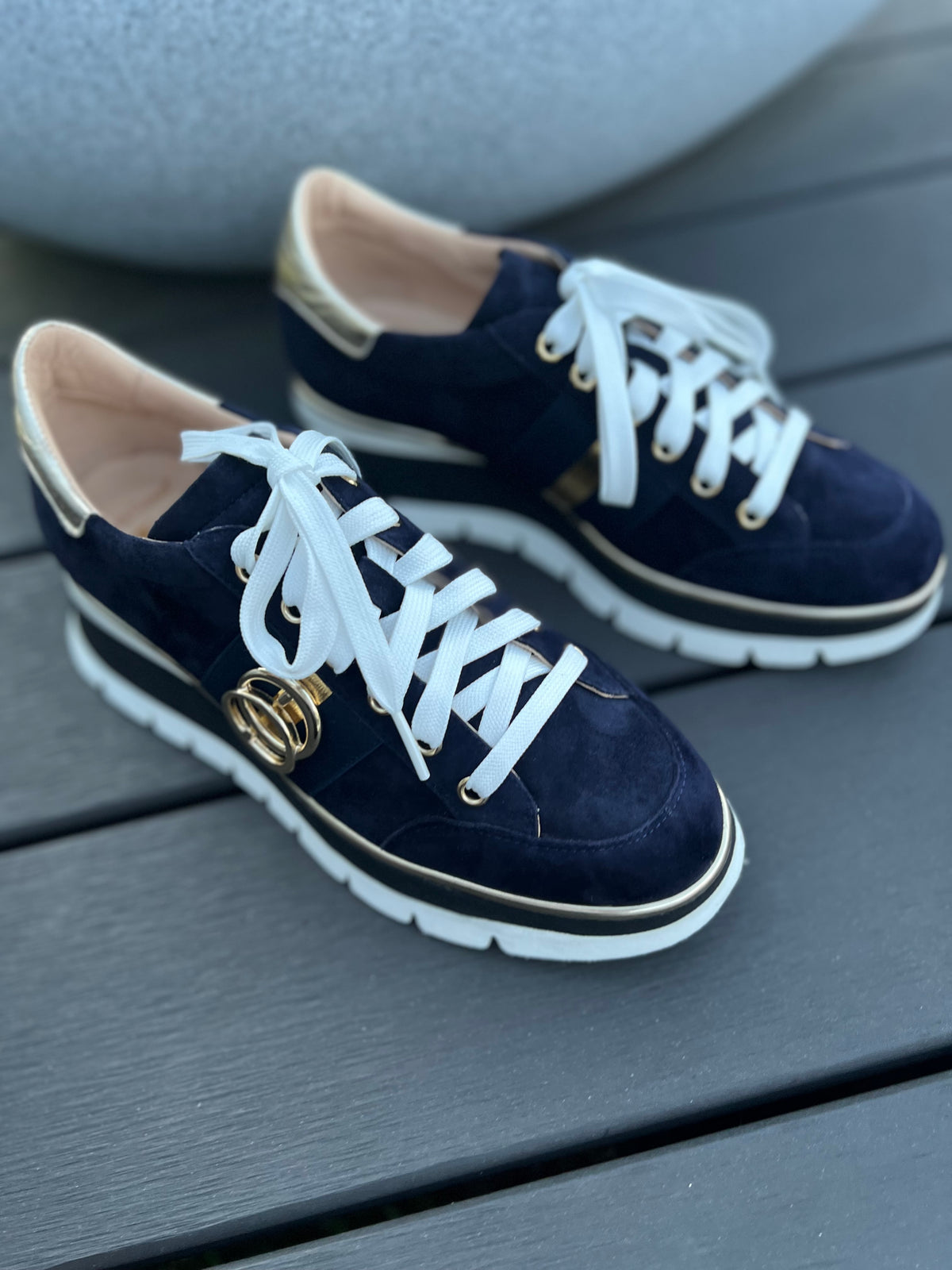 Luca Grossi Lace Up Navy Blue Suede H778M