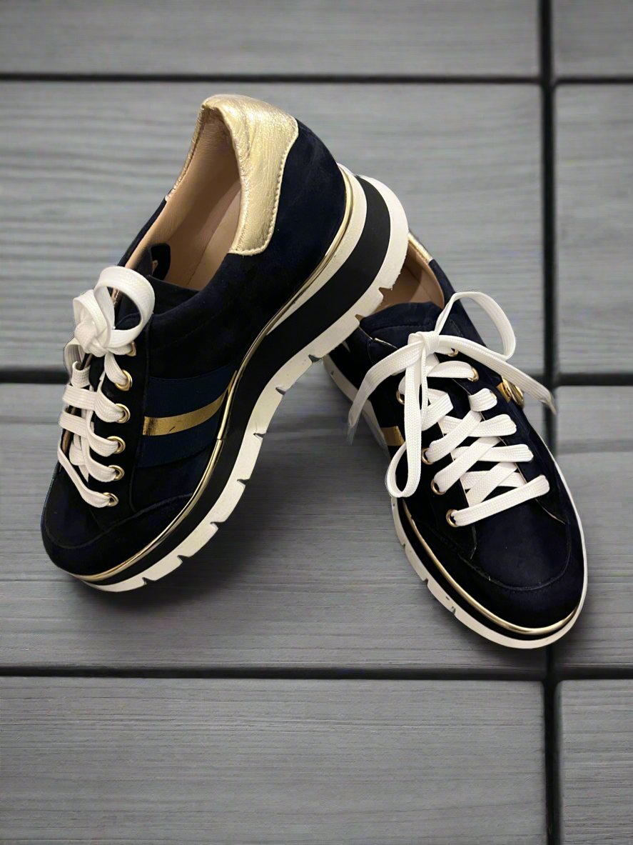 Luca Grossi Lace Up Navy Blue Suede H778M