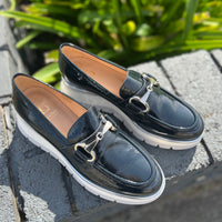 Luca Grossi Loafer Wedge Patent Navy Blue G873M