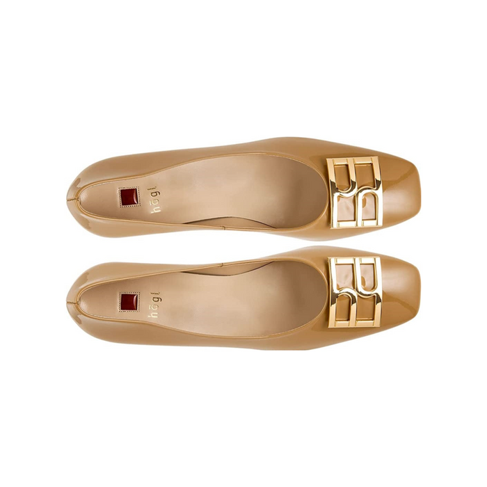 Hogl Shoes “Rosette” Toffee Patent Heels  7-17- 5024