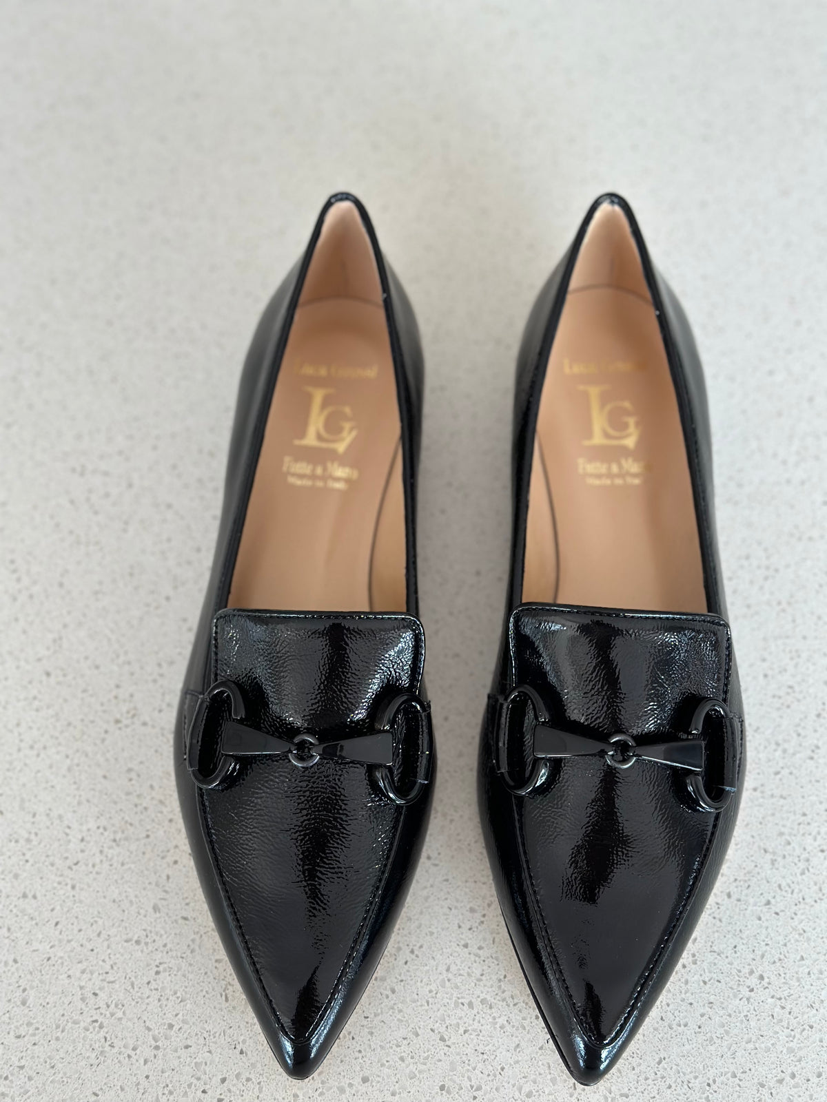 Luca Grossi Loafer Black Patent with Black Chain CH678