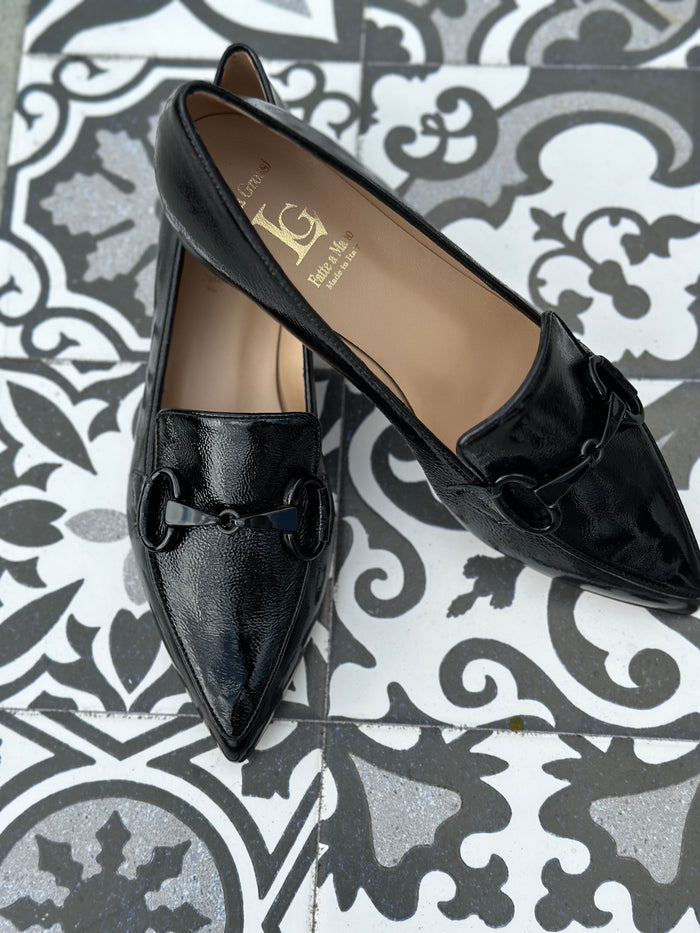Luca Grossi Loafer Black Patent with Black Chain CH678