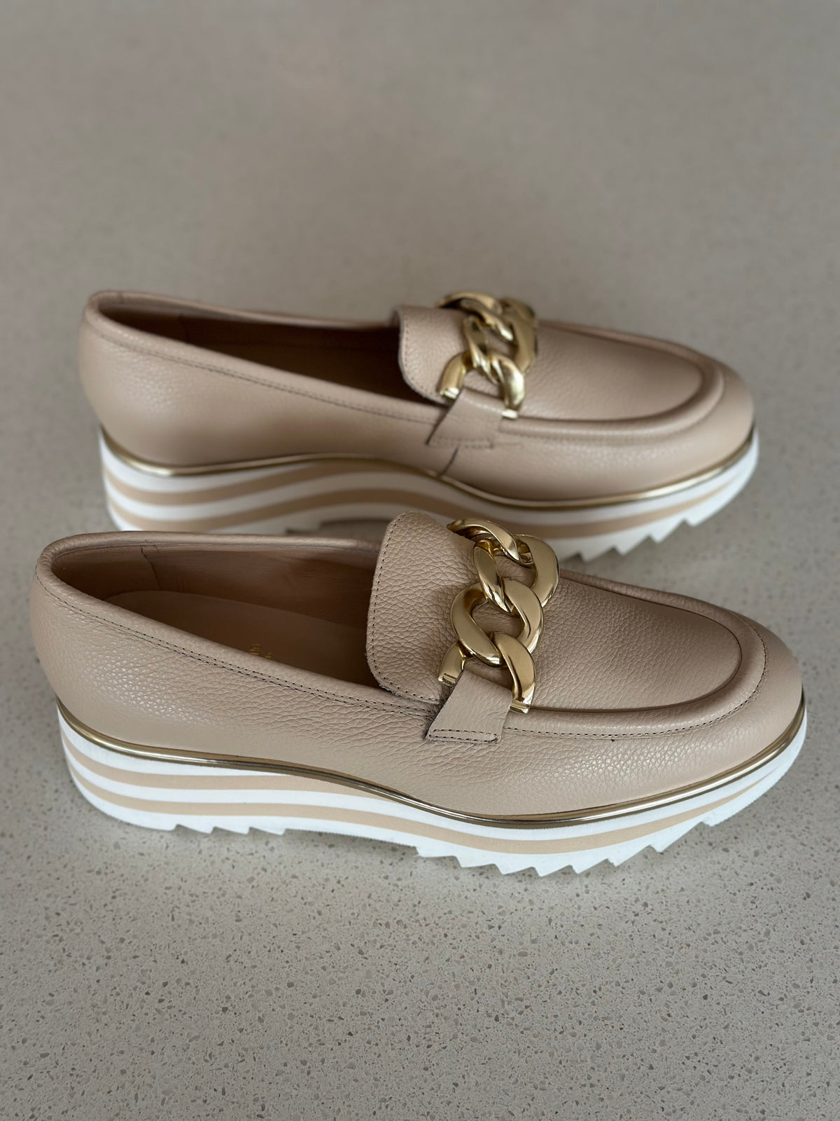 Luca Grossi Loafers Willer Beige Chunky with Gold metal H026M