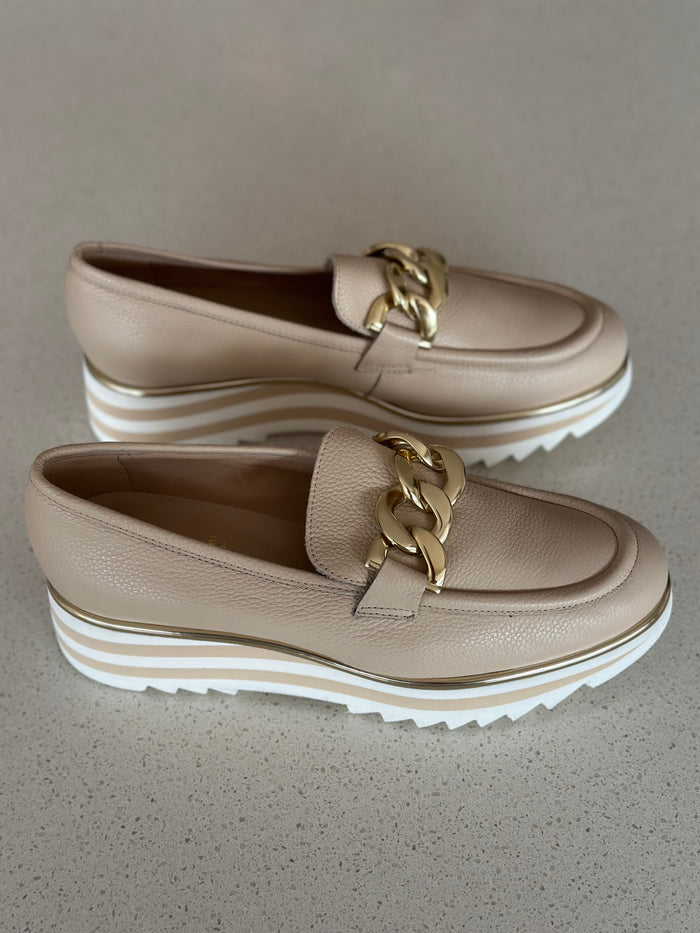 Luca Grossi Loafers Willer Beige Chunky with Gold metal H026M