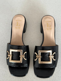 Luca Grossi  Slide Black Patent with Gold Buckle Naplak K481S