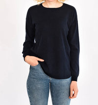 Bow and Arrow Navy Swing Jumper with Tan Patch