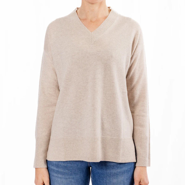 Bow and Arrow V Neck Jumper Oatmeal 30/70 Blend