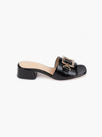 Luca Grossi  Slide Black Patent with Gold Buckle Naplak K481S