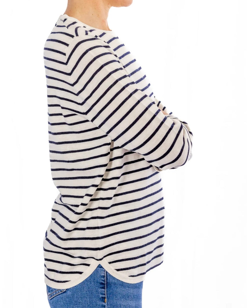 Bow And Arrow Cotton/Cashmere Swing Stripe Jumper Navy/White