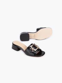 Luca Grossi  Slide Black Patent with Gold Buckle Naplak K481S