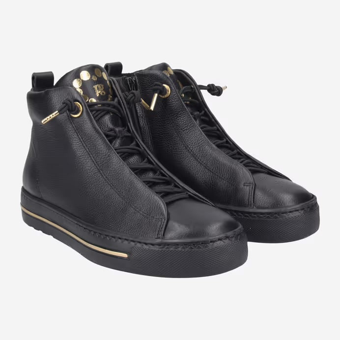 Paul Green Black Calf High Top Sneaker 5283-024