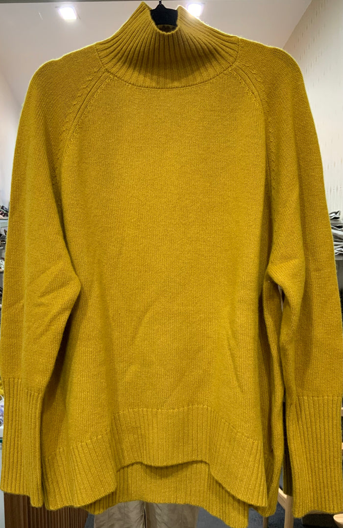 Alessandra Cashmere Relaxed Funnel Neck Mustard