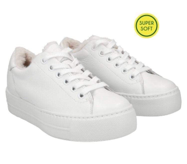 Paul Green fur lined white sneaker 5171-00
