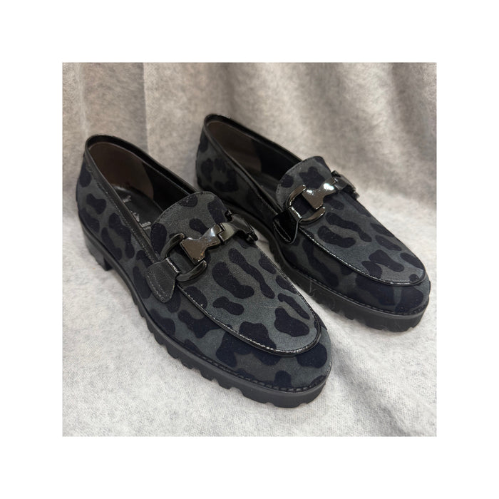 Luca Grossi Loafer Suede Black/Grey Leopard Print K359M