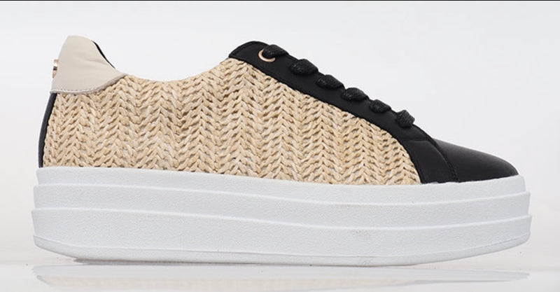 Alfie And Evie Imogen Sneaker Black/Raffia