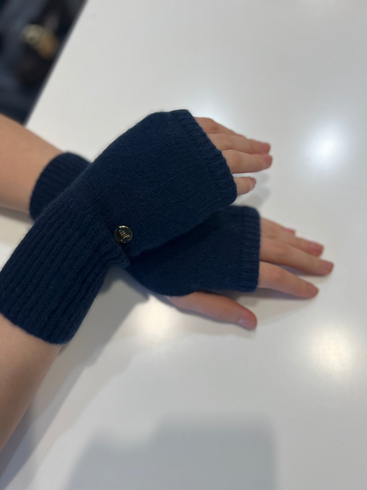 Mia Fratino Cashmere Wrist Warmers French Navy 17508
