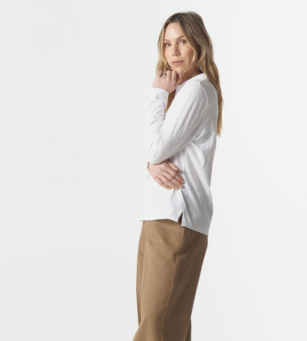 Cloth Paper Scissors Top Collared Henley C13014