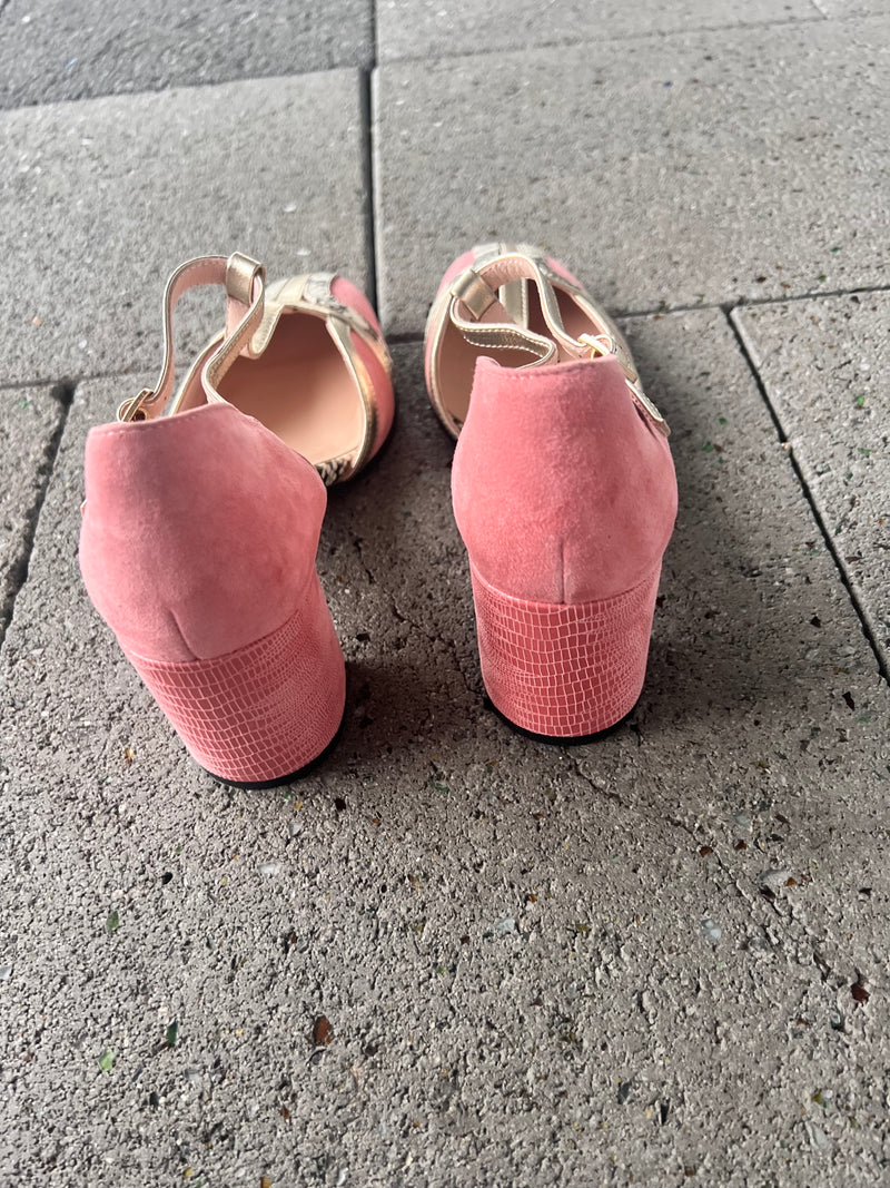 Emma Kate Heel Pink Suede Yasmine
