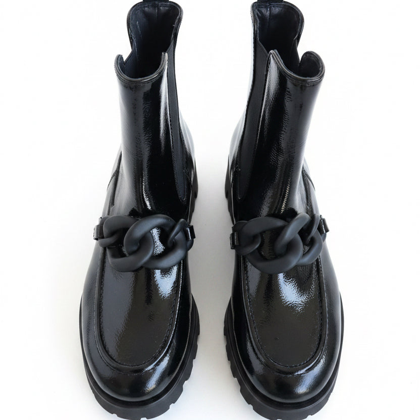 Paul Green Boot Black Patent Chain  9043-01