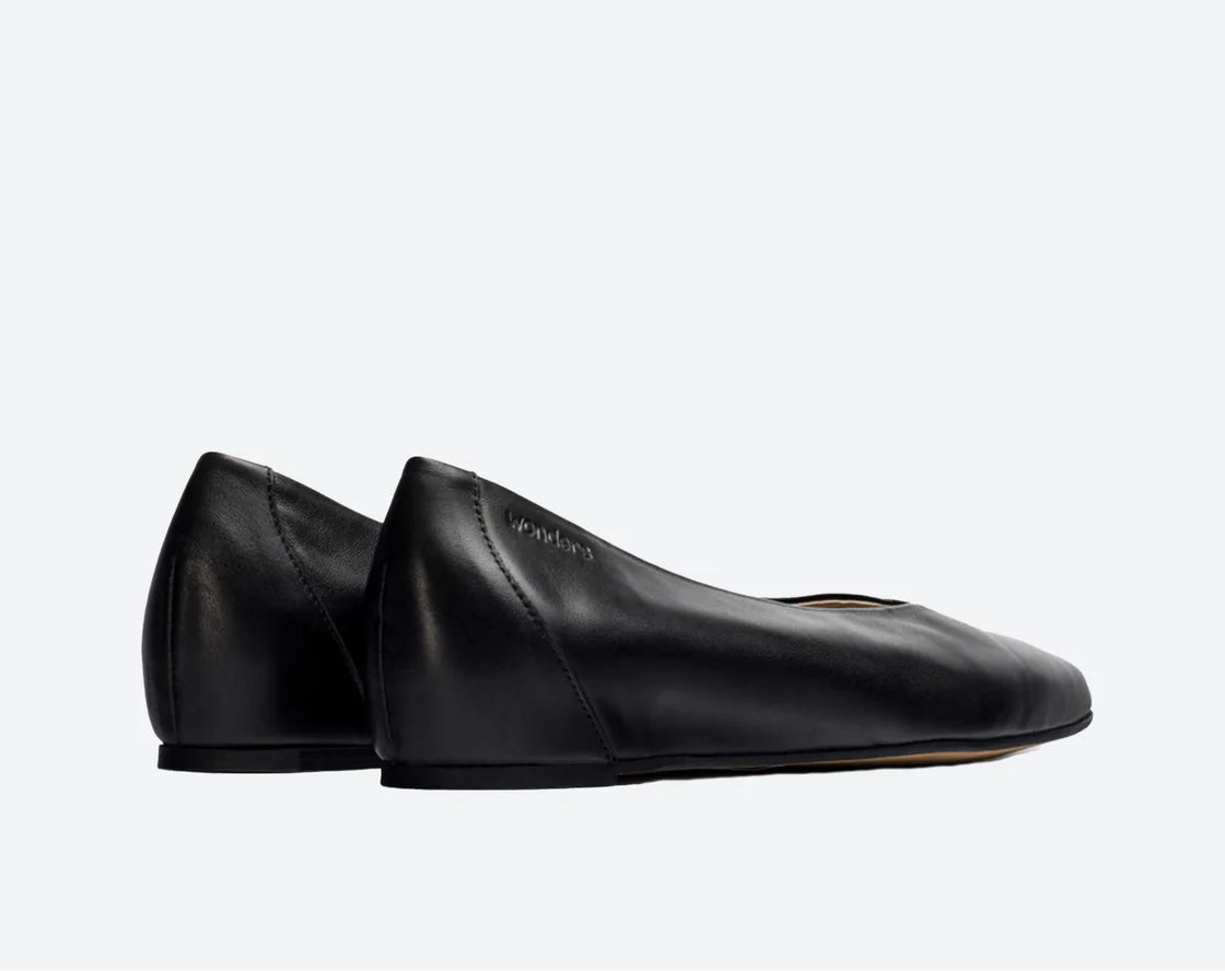 Wonders Shoe black wedge flat A-3802