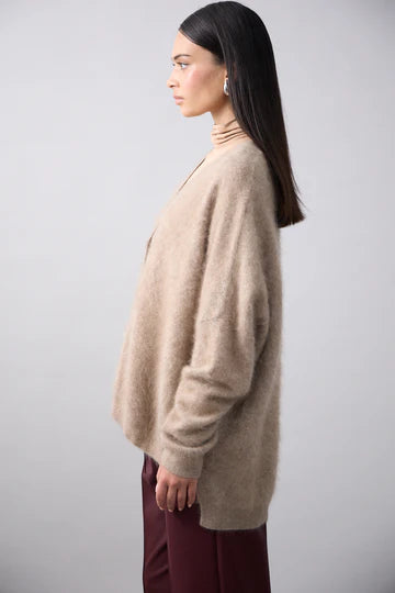 Mia Fratino Brushed Cashmere Mae Cardi Biscuit 24024