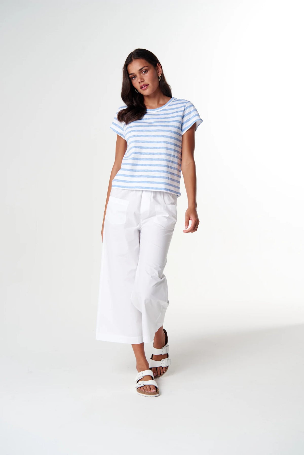 Cloth + Paper + Scissors Tee Straight Cut Basic White/Sky Blue C1378-26
