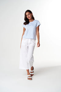 Cloth + Paper + Scissors Tee Straight Cut Basic White/Sky Blue C1378-26