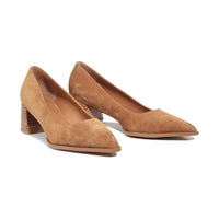 Eos Heeled Court Shoe Almond Suede