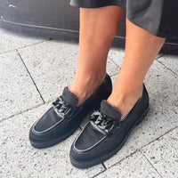 Luca Grossi Black Pony Loafer with Metal front hardware G882M