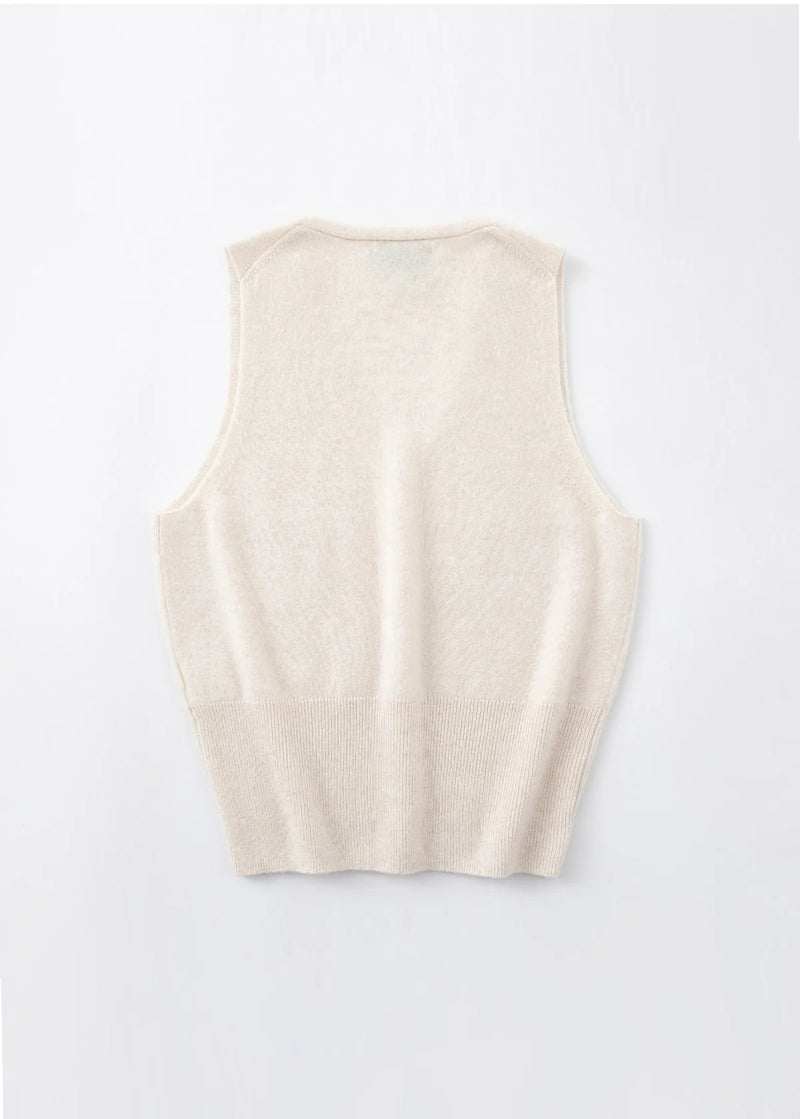 Aleger Vest Cashmere Low V Pearl Shell N2180