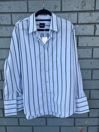 Etta Stripe Shirt Blue/Green W2506