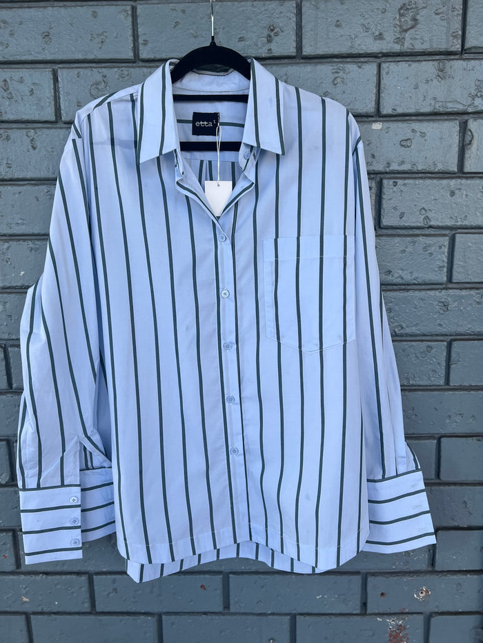 Etta Stripe Shirt Blue/Green W2506