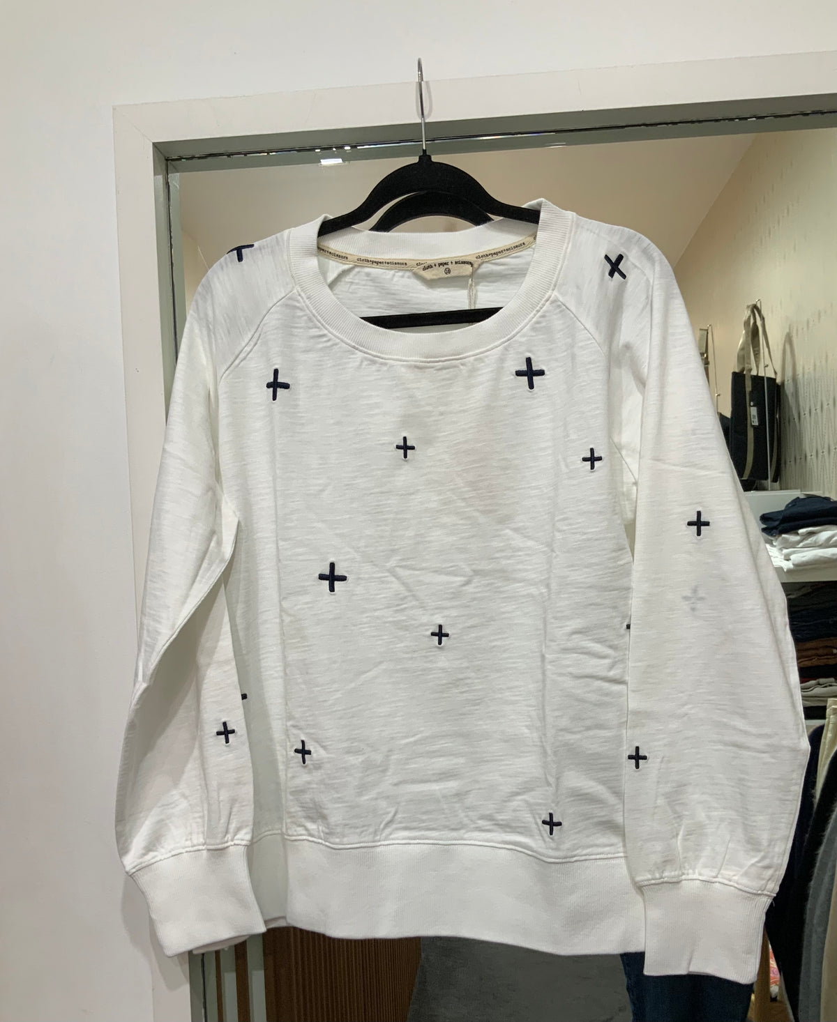 Cloth Paper Scissors Cross Sweater White/Parisian