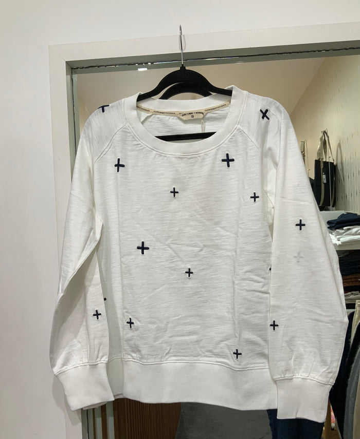 Cloth Paper Scissors Cross Sweater White/Parisian