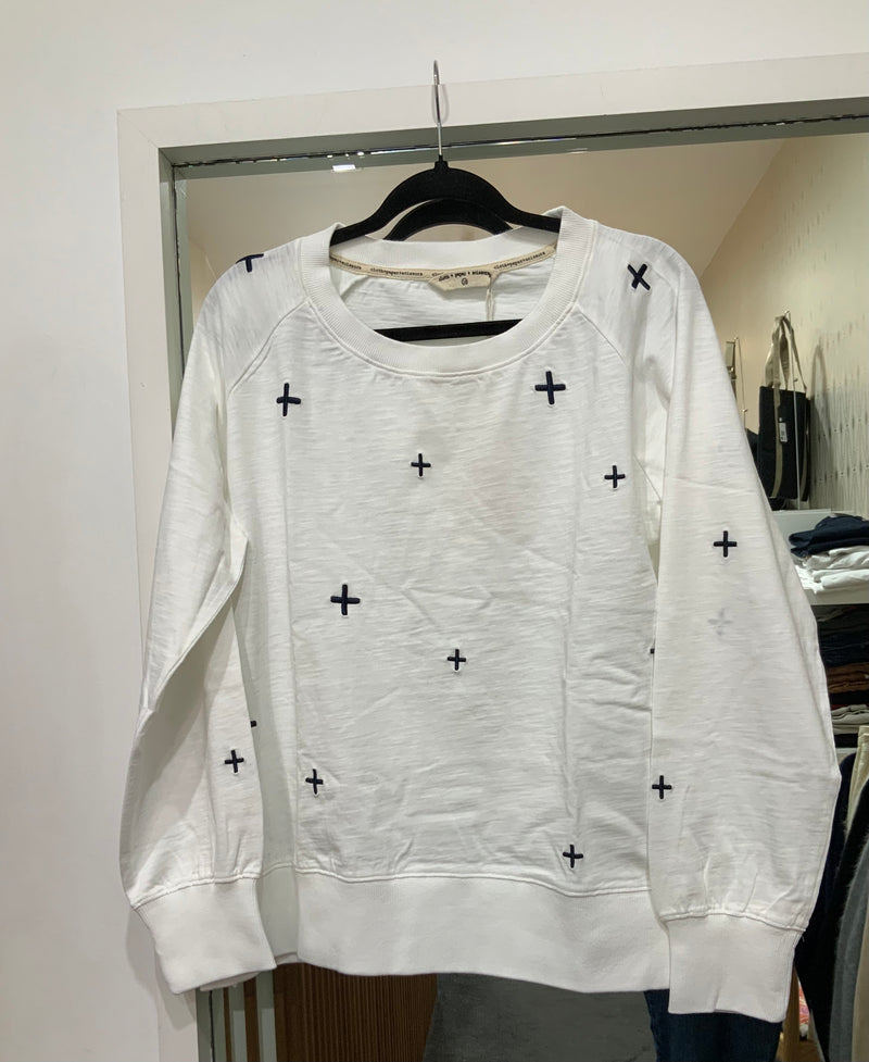 Cloth Paper Scissors Cross Sweater White/Parisian