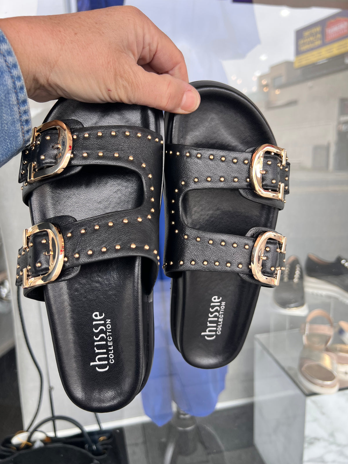 Chrissie Slide Star Black Stud